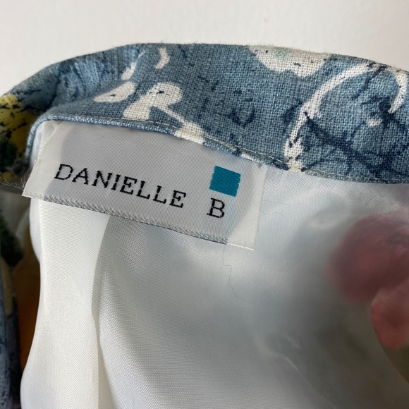 90s Y2K Danielle B Blue Woman 12 Floral Blazer Rayon Flax Cottagecore Career Art - Picture 8 of 9